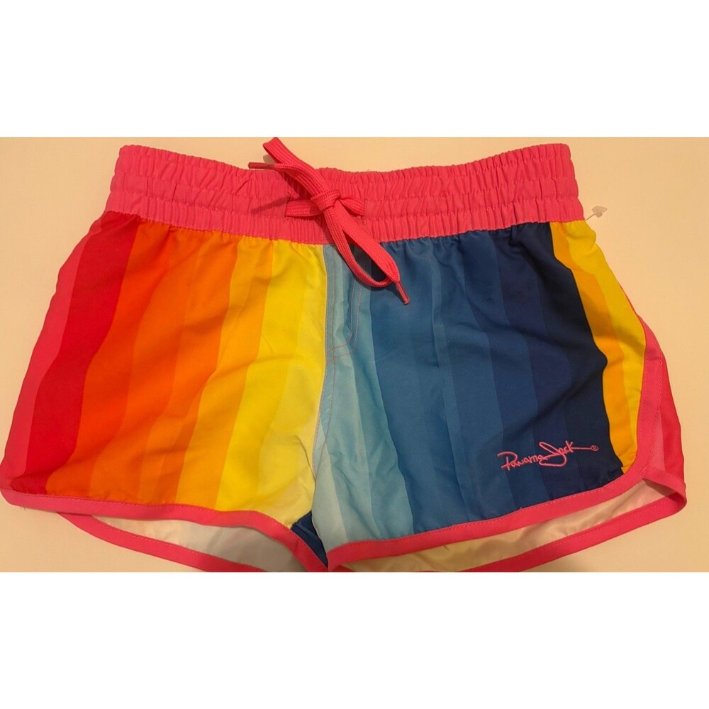 PANAMA Jack board surf shorts Multi Color Striped Size Girls 10/12 Swim Bottoms